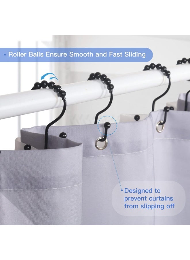 Shower Curtain Rings, Shower Curtain Hooks, Stainless Steel Black Shower Curtain Hooks Rust Proof, Free Sliding Double Shower Hooks for Shower Curtains, Curtain & Liners, 12pcs-Black - Image 5